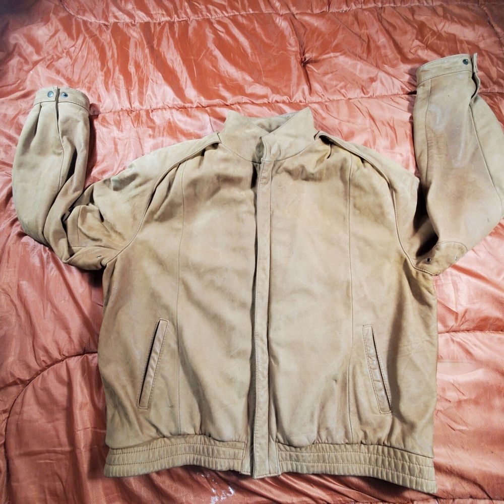 Tannery West Tan Leather Bomber Jacket
